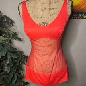 Red sheer lingerie top